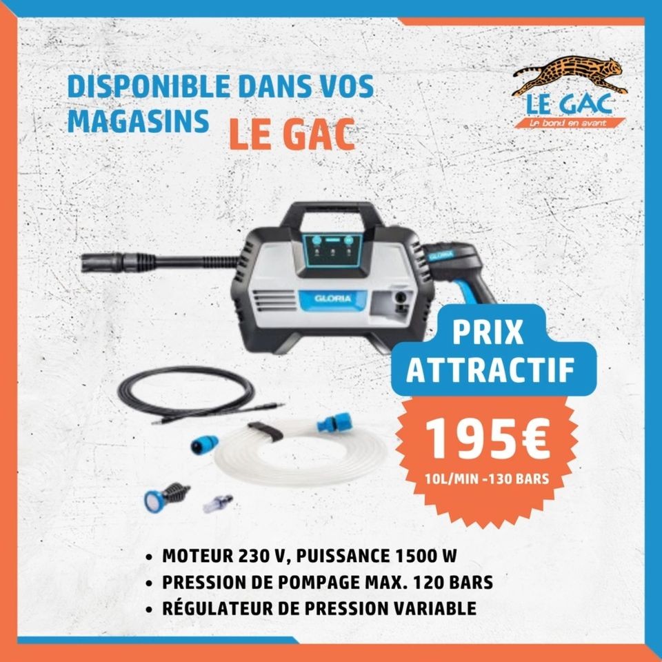 Le nettoyeur haute pression Gloria 230V  Le Gac Materiaux
